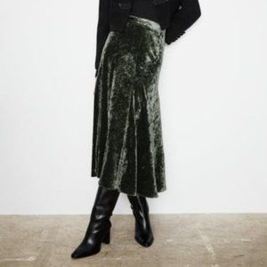 Zara Velvet Midi Skirt NWT